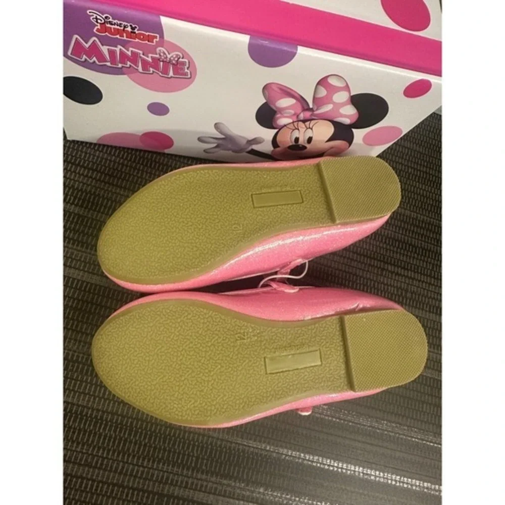 Disney Minnie Mouse Pink Glitter Mary Jane Ballet Flats Girls Size 12 New in Box